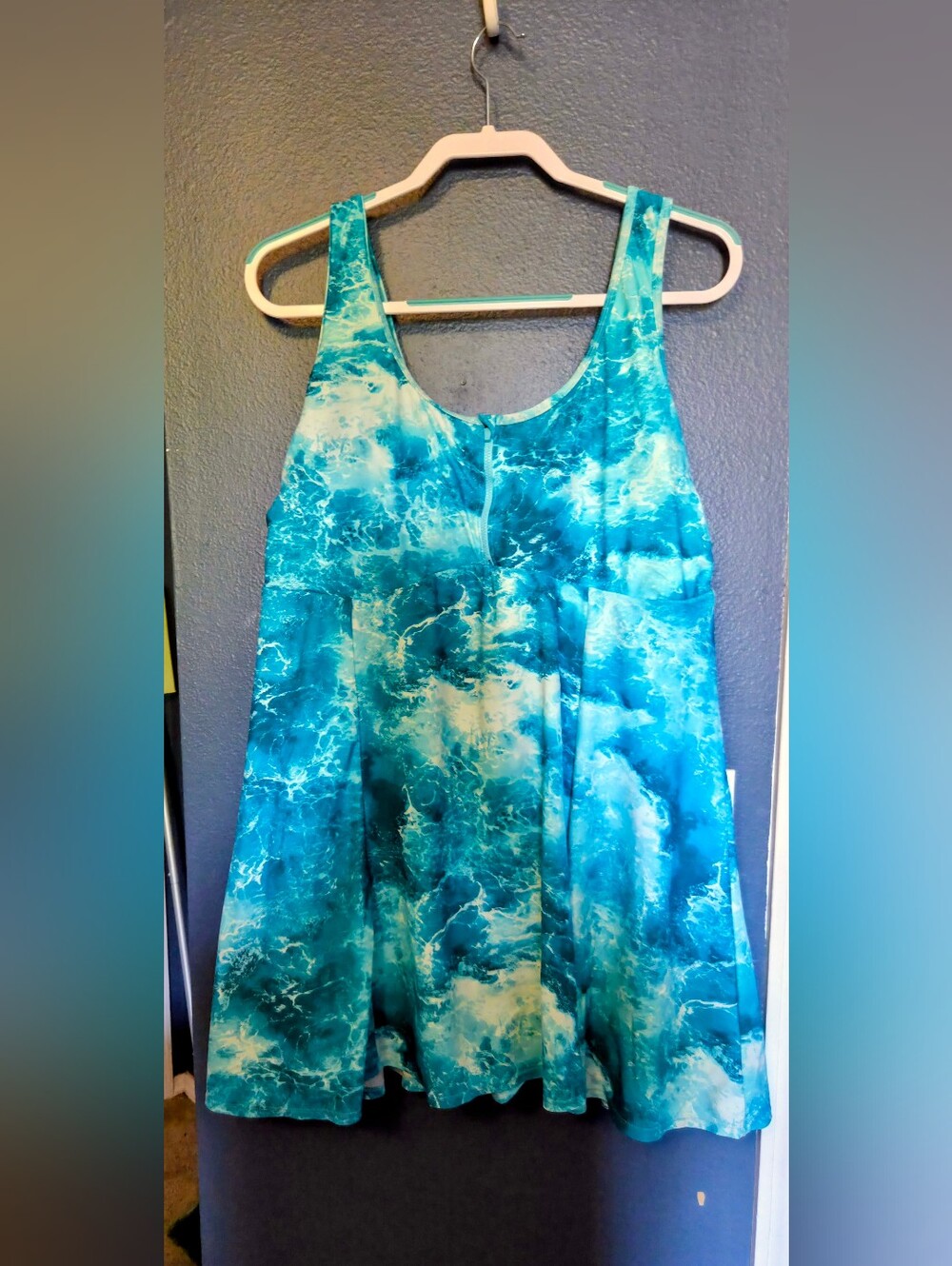 Torrid Aqua & Teal Waterprint Scoop-Neck One-Piece, Plus Size